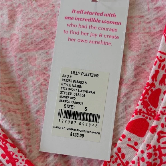 NWT Lilly Pulitzer Pink Nautical Stamp Print V-Neck Tee - Picture 3 of 3